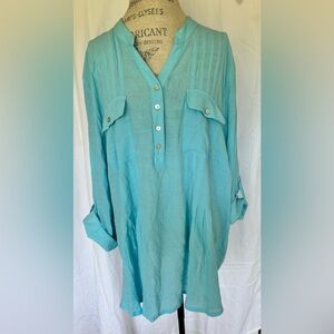 Ruby Rd. Women’s Lightweight Tunic Blouse in Caribbean Blue Sz 3X